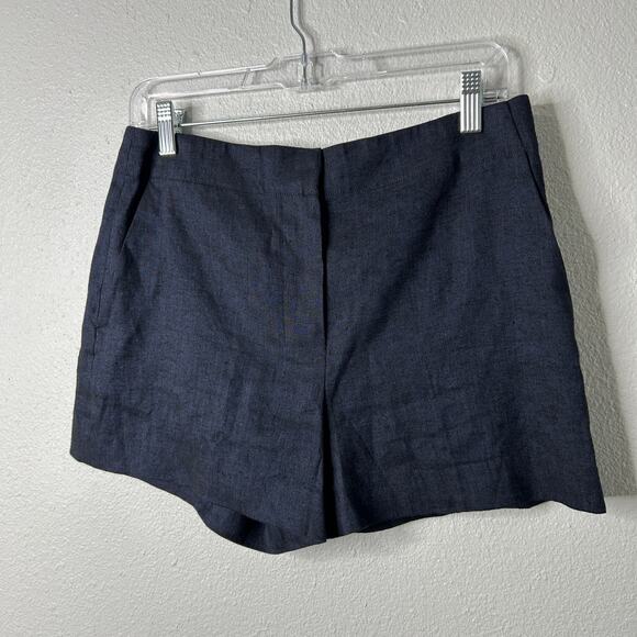 Theory Eco Sharkskin Linen Blend Mini Shorts Women’s Size 4 Navy Melange - Picture 3 of 6
